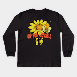 Unbelievable Gigi Sunflowers and Bees Kids Long Sleeve T-Shirt